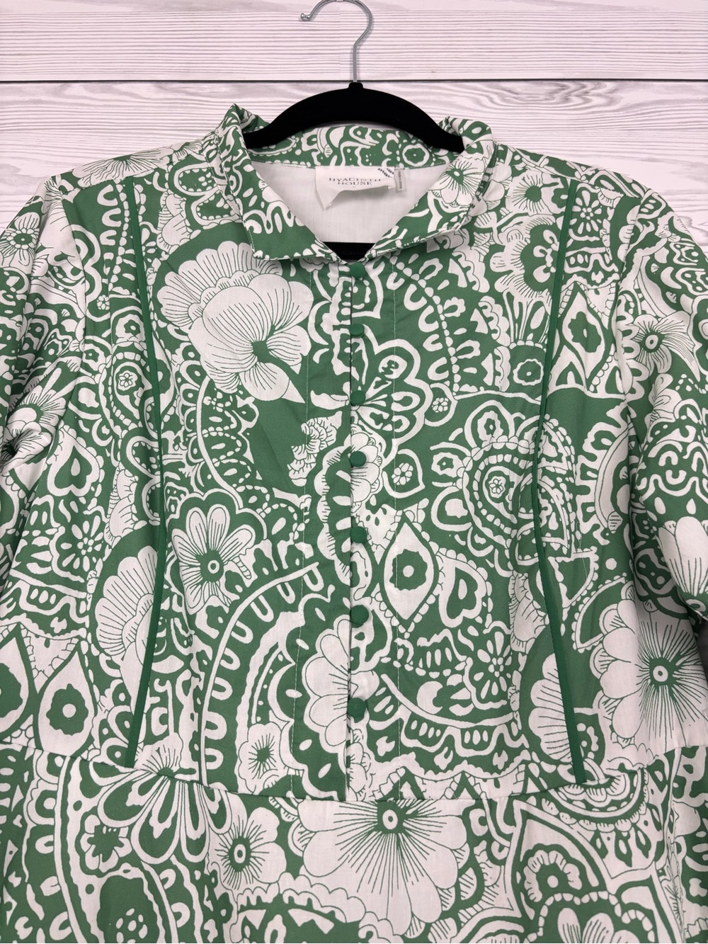 Hyacinth House green and white floral hillsborough midi dress large NWT - Picture 4 of 12